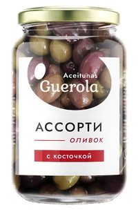 Оливки Ассорти с Косточкой Aceitunas Guerola 340 г